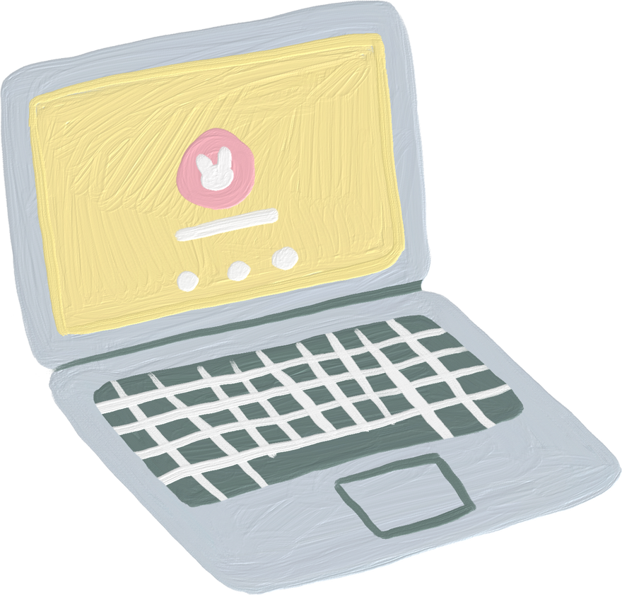 Handdrawn Painterly Cute Objects Laptop